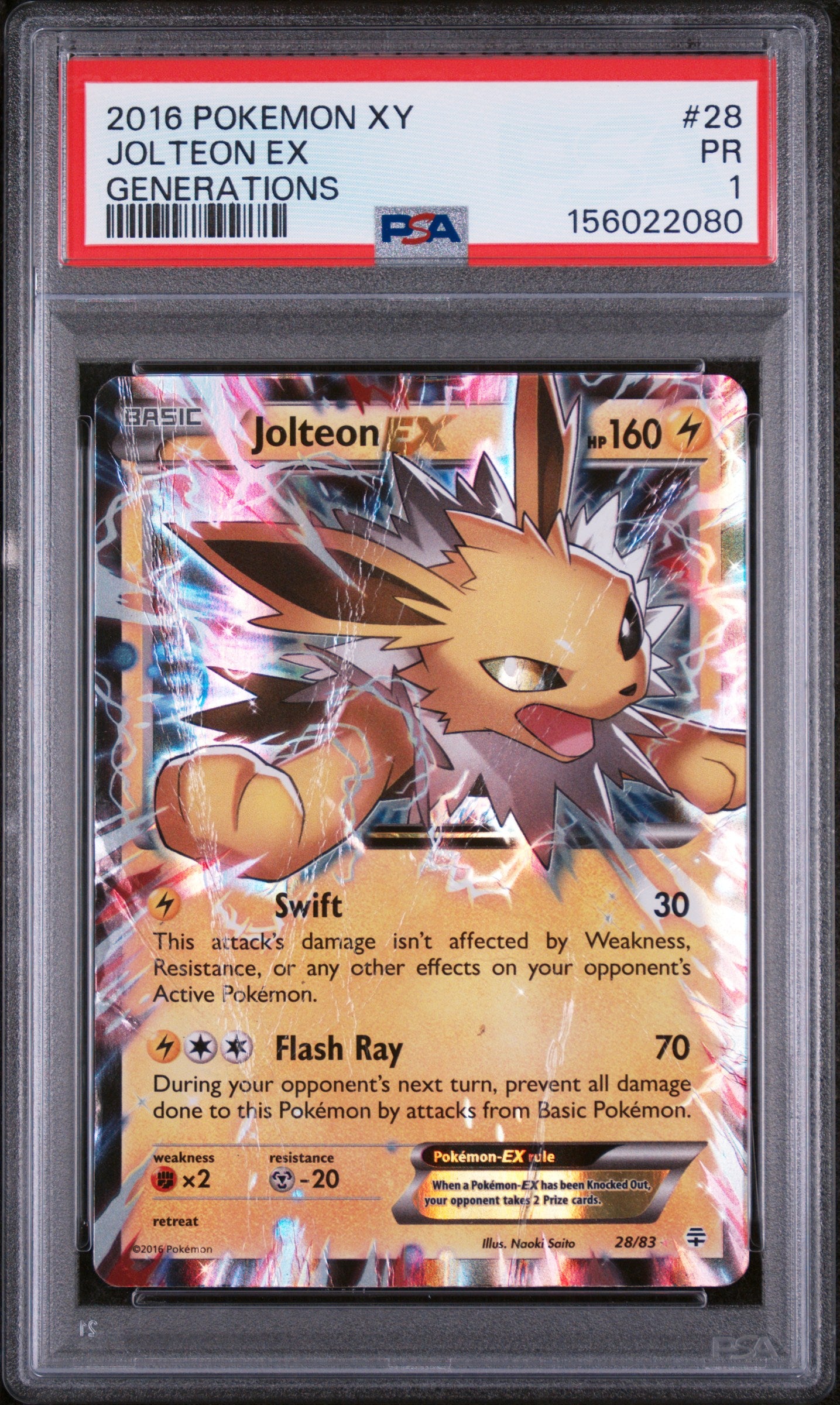 Jolteon EX PSA 1 2016 Pokemon XY Generations #28 POP 6