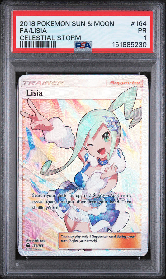 Lisia PSA 1 2018 Pokemon Sun & Moon Celestial Storm #164 POP 14