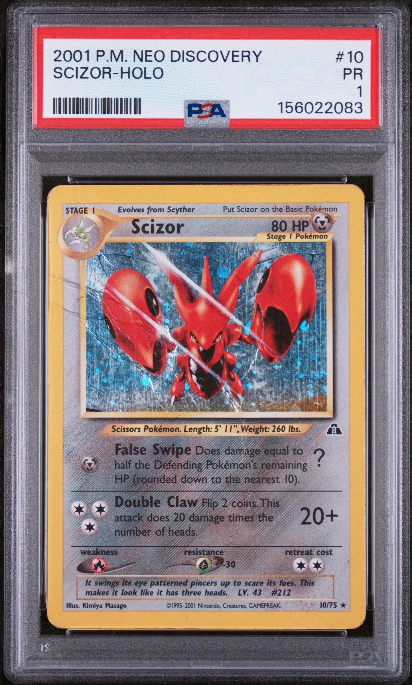 Scizor Holo PSA 1 2001 Pokemon Neo Discovery #10 LOW POP