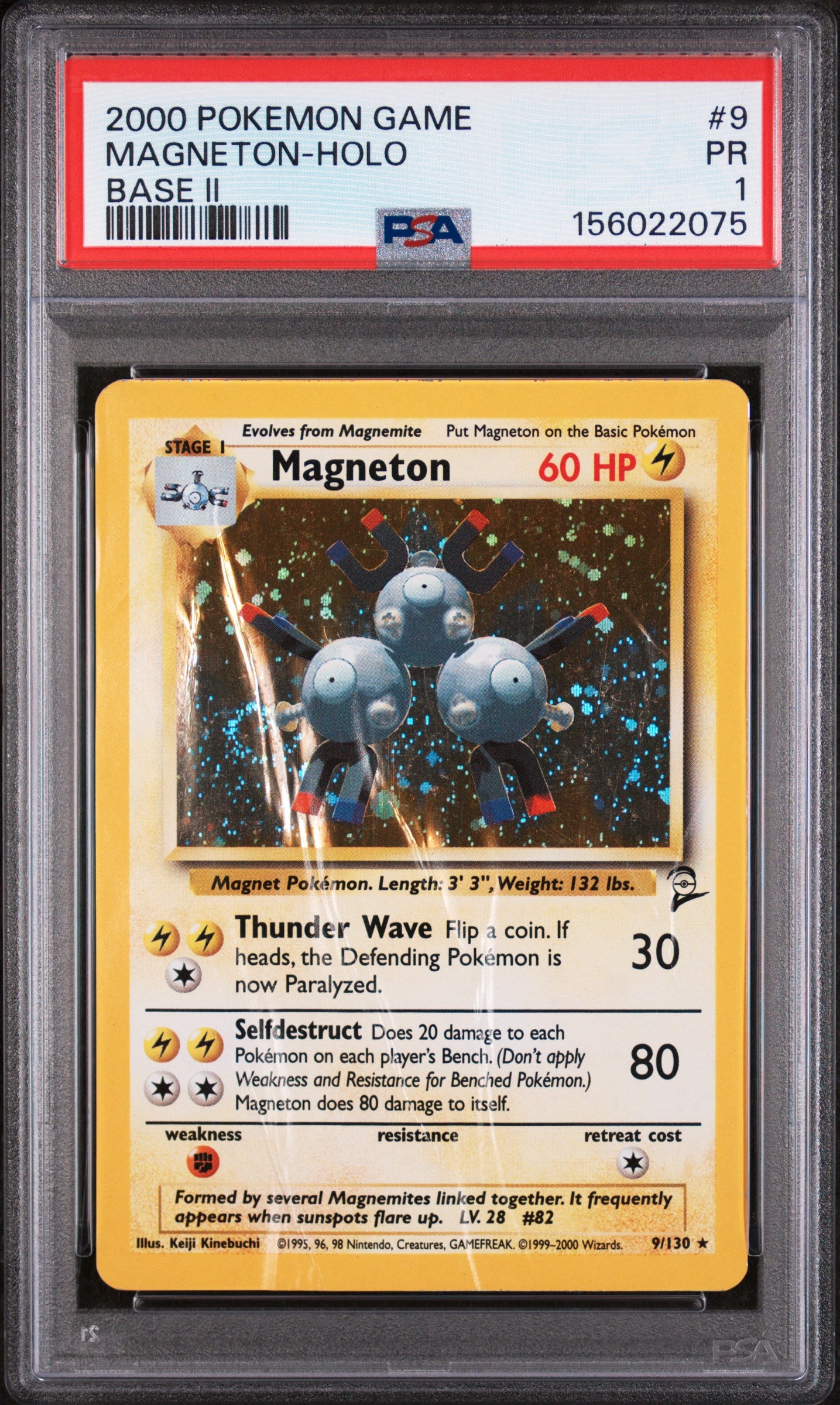 Magneton Holo PSA 1 2000 Pokemon Game Base Set 2 #9 POP 19