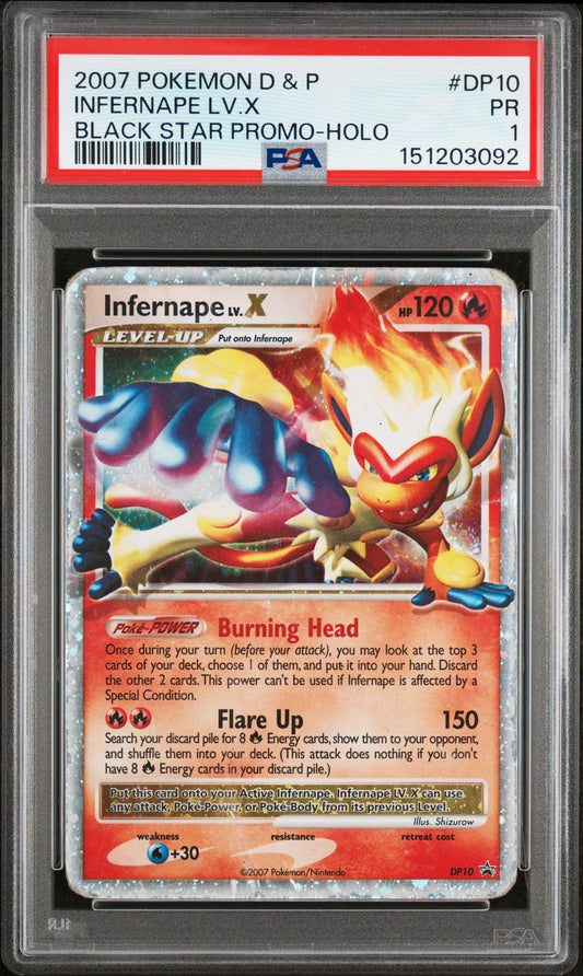 Infernape LV X Holo PSA 1 2007 Pokemon Diamond & Pearl Black Star Promo #DP10