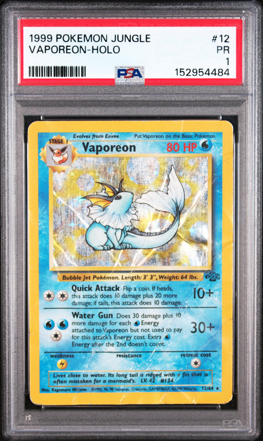 Vaporeon Holo PSA 1 1999 Pokemon Jungle #12