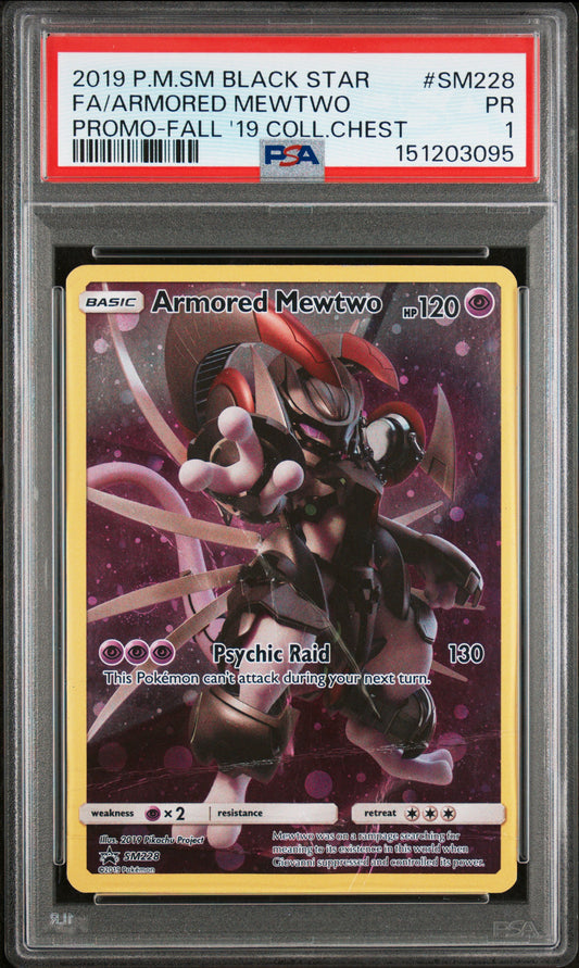 Armored Mewtwo PSA 1 2019 Pokemon SM Black Star Promo #SM228