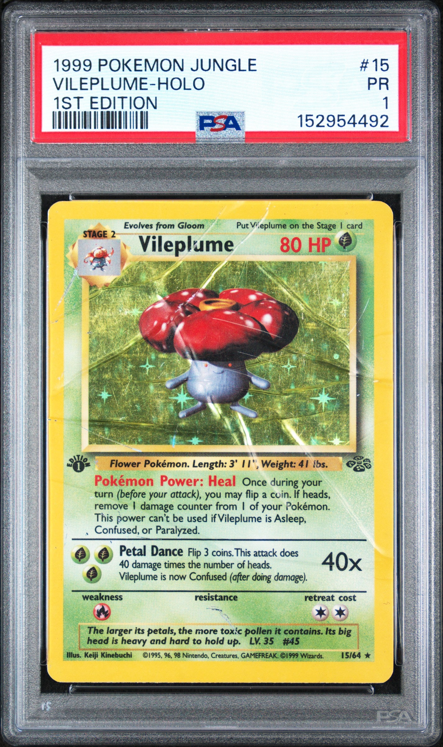 Vileplume Holo 1st Edition PSA 1 1999 Pokemon Jungle #15 POP 12