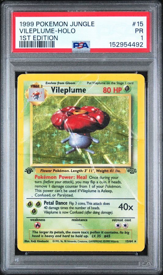 Vileplume Holo 1st Edition PSA 1 1999 Pokemon Jungle #15 POP 12