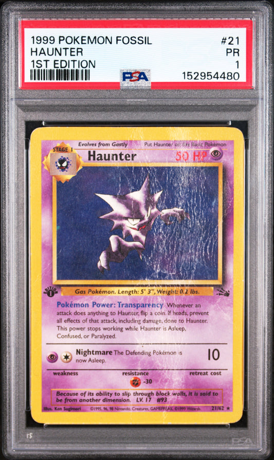 Haunter 1st Edition PSA 1 1999 Pokemon Fossil #21 POP 1
