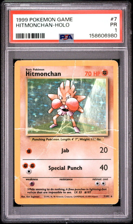 Hitmonchan Holo PSA 1 1999 Pokemon Base Set #7
