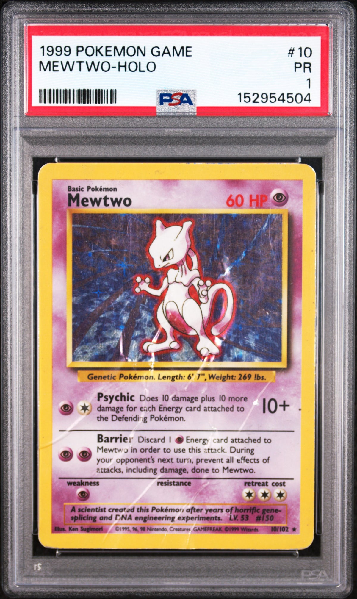 Mewtwo Holo PSA 1 1999 Pokemon Base Set #10