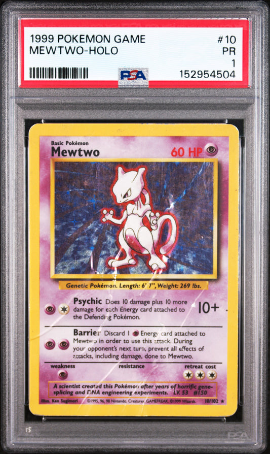 Mewtwo Holo PSA 1 1999 Pokemon Base Set #10