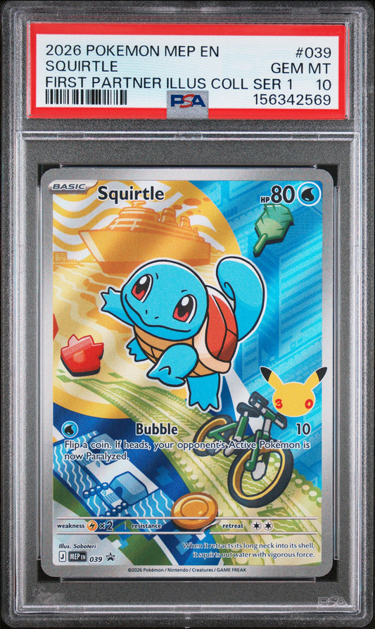 Squirtle First Partner Illus Coll Ser 1 PSA 10 2026 Mep Black Star Promo #039