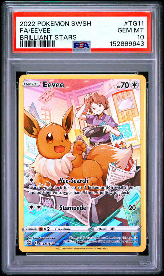 Eevee PSA 10 2022 Pokemon Sword & Shield Brilliant Stars #TG11