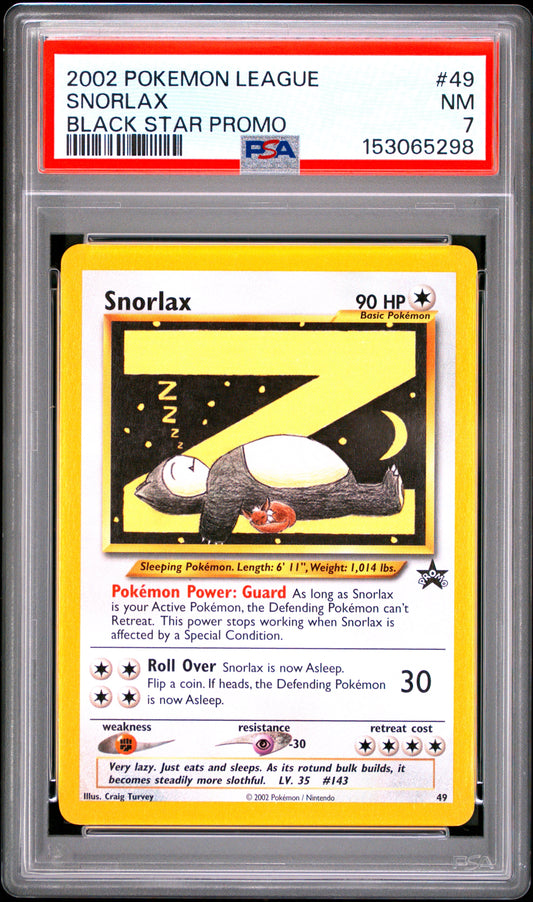 Snorlax PSA 7 2002 Pokemon League Black Star Promo #49