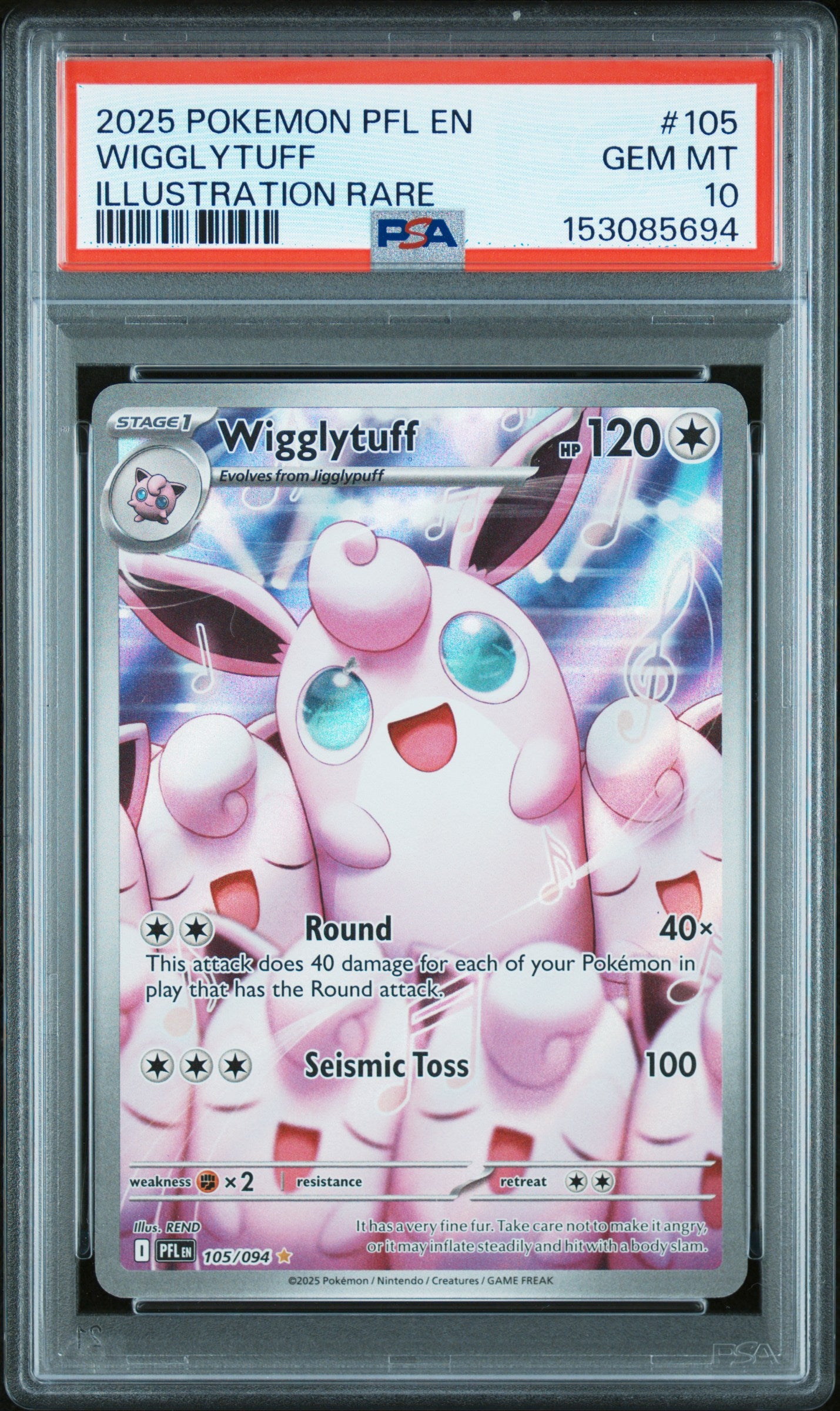 Wigglytuff PSA 10 2025 Pokemon EN Phantasmal Flames #105