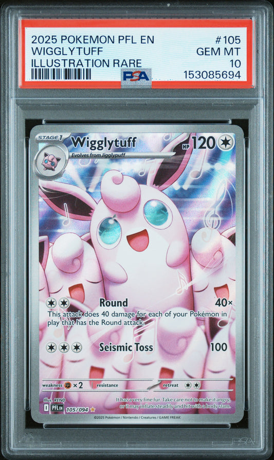 Wigglytuff PSA 10 2025 Pokemon EN Phantasmal Flames #105