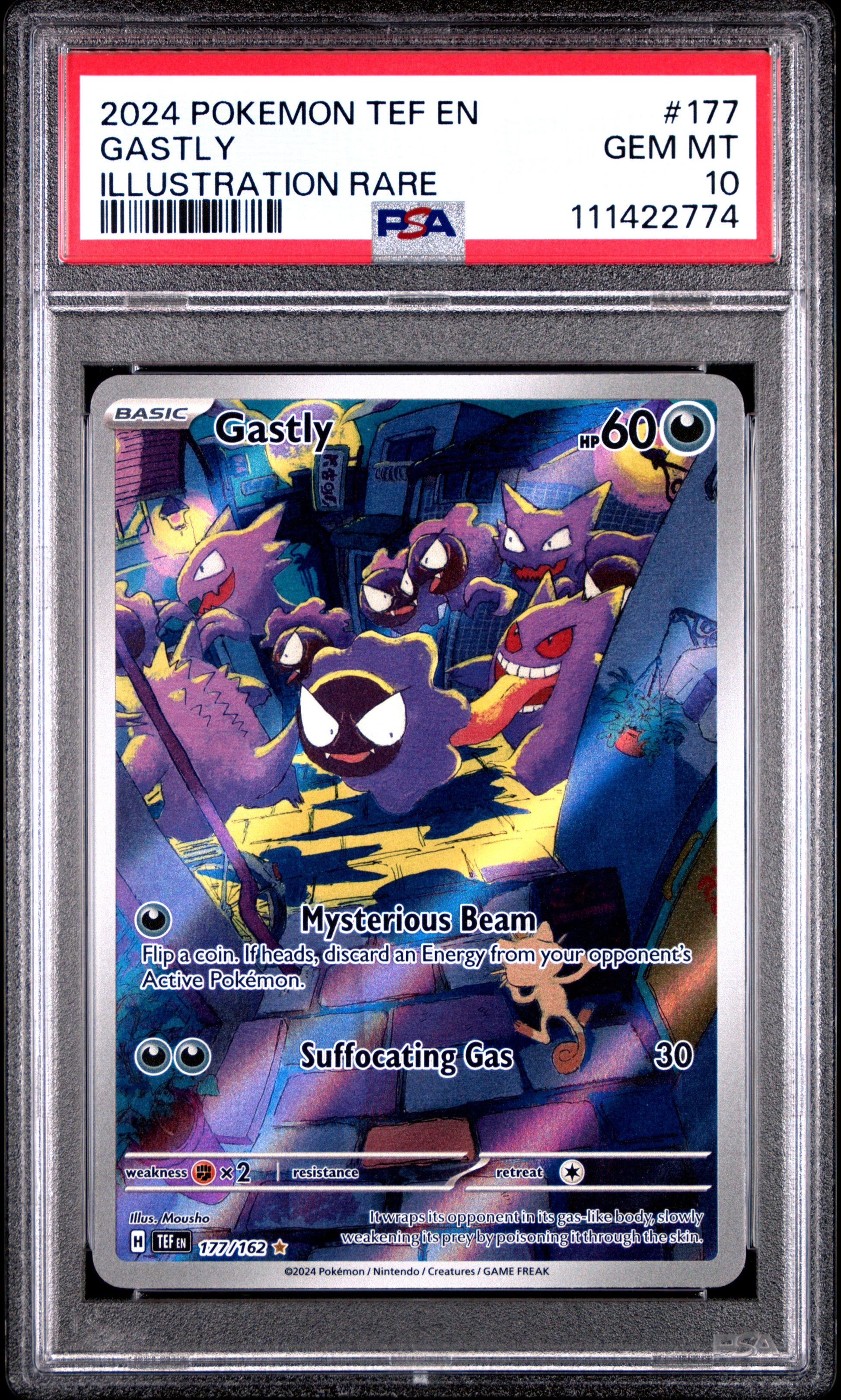 Gastly Illustration Rare PSA 10 2024 Pokemon En Temporal Forces #177