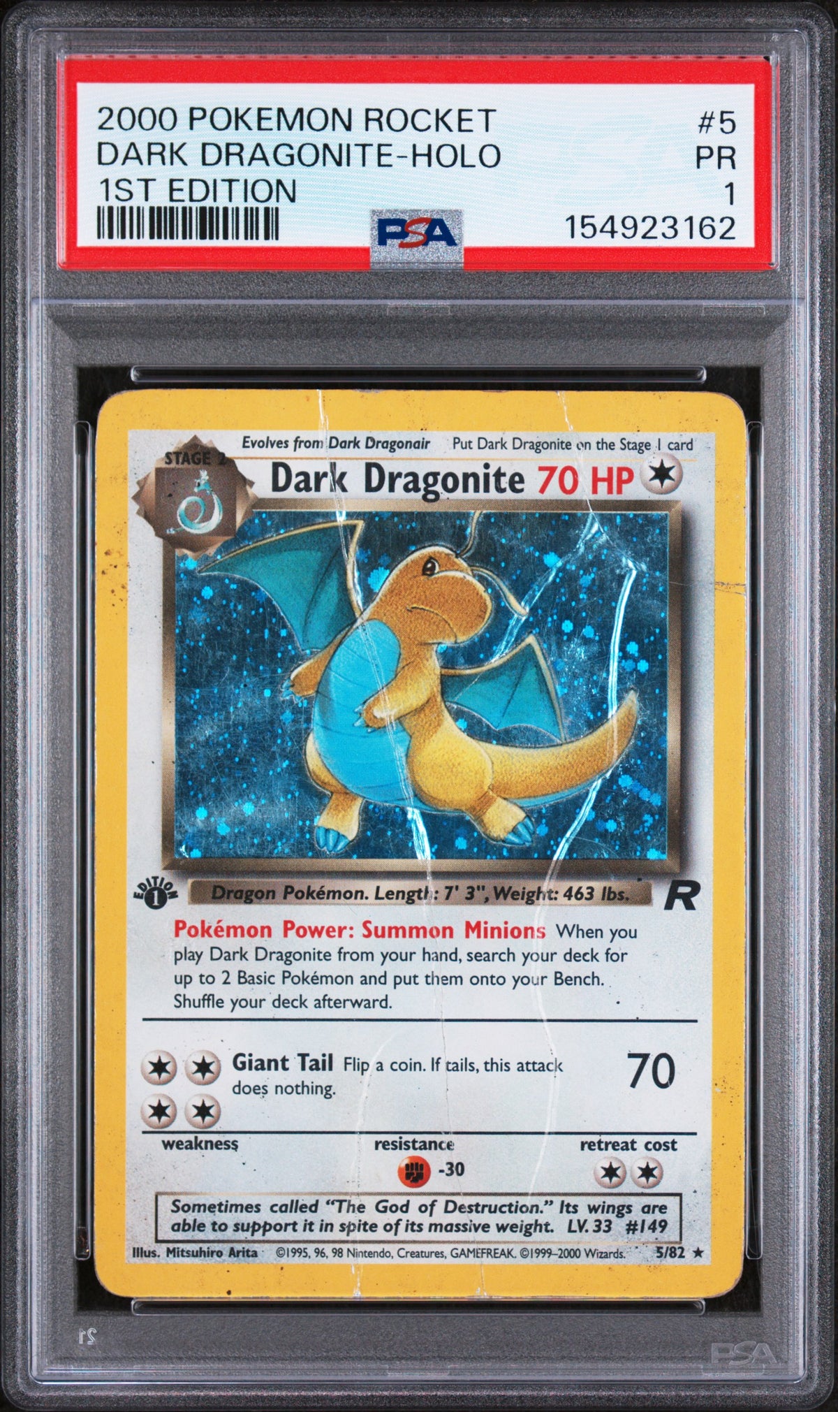 Dark Dragonite Holo 1st Edition PSA 1 2000 Pokemon Team Rocket #5