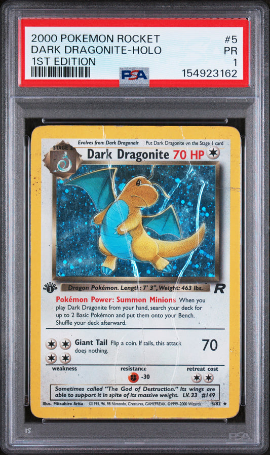 Dark Dragonite Holo 1st Edition PSA 1 2000 Pokemon Team Rocket #5