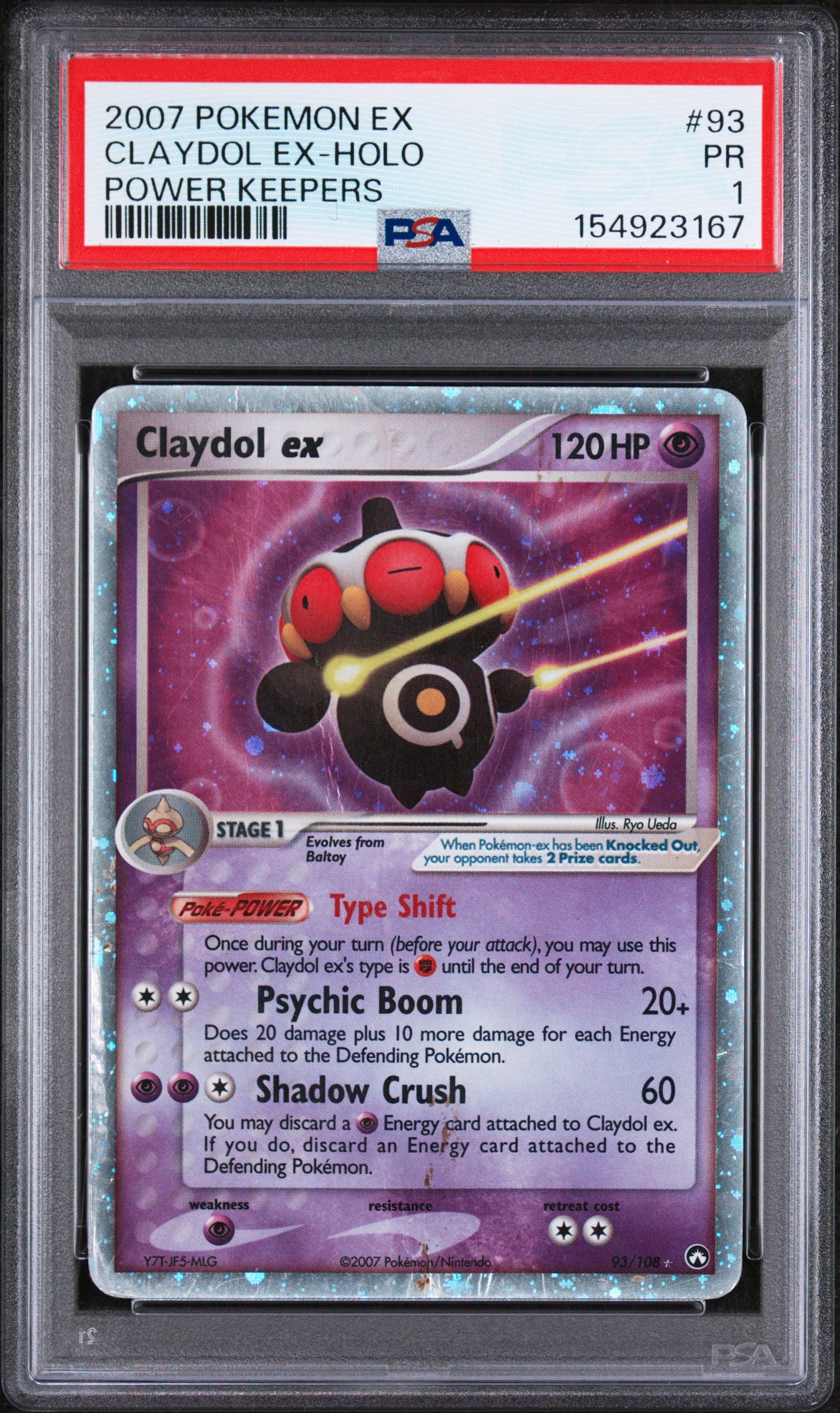 Claydol Ex Holo PSA 1 2007 Pokemon Ex Power Keepers #93 POP 13