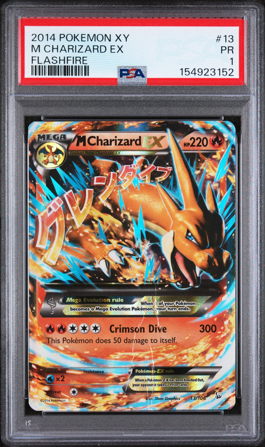 M Charizard Ex PSA 1 2014 Pokemon Xy Flashfire #13