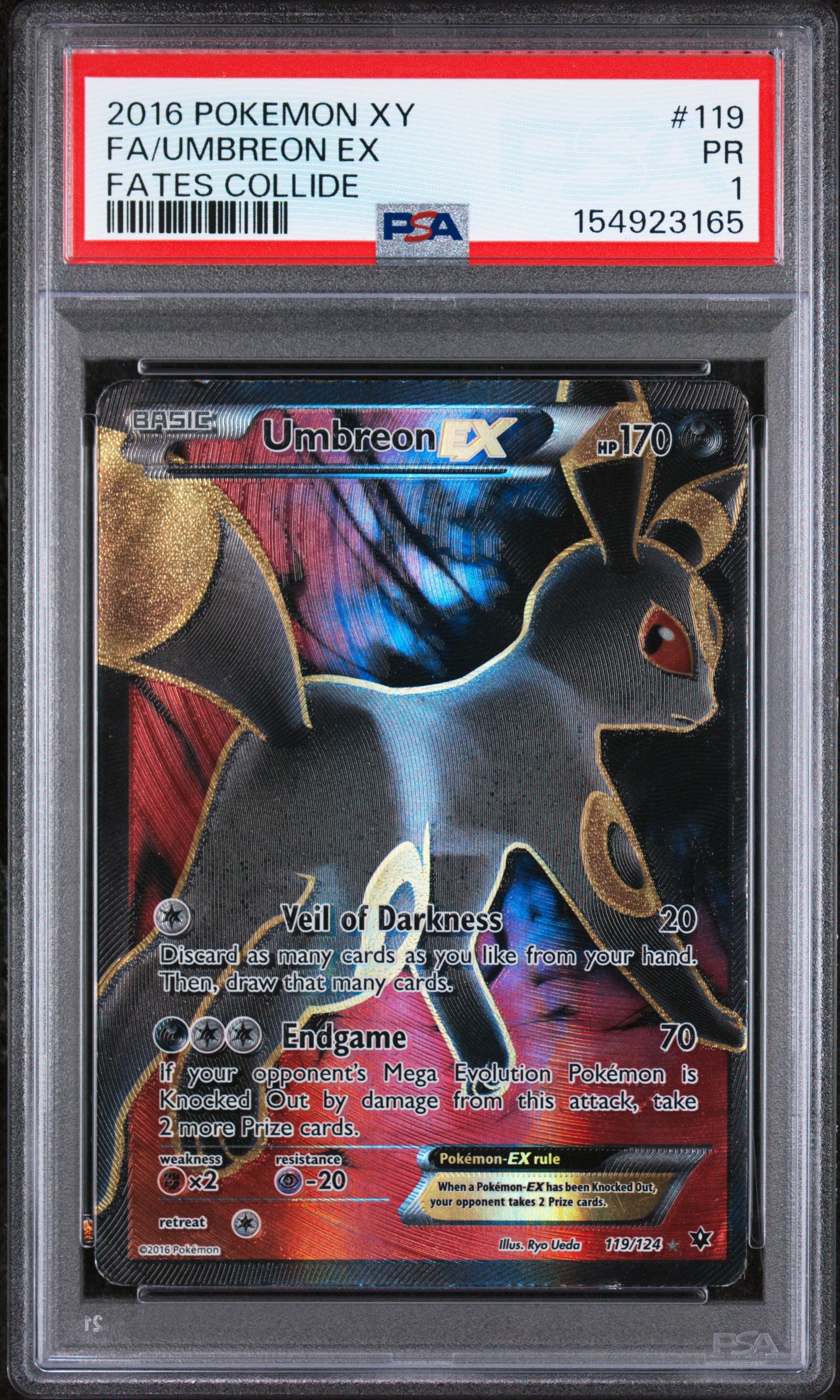 Fa Umbreon Ex PSA 1 2016 Pokemon Xy Fates Collide #119 LOW POP