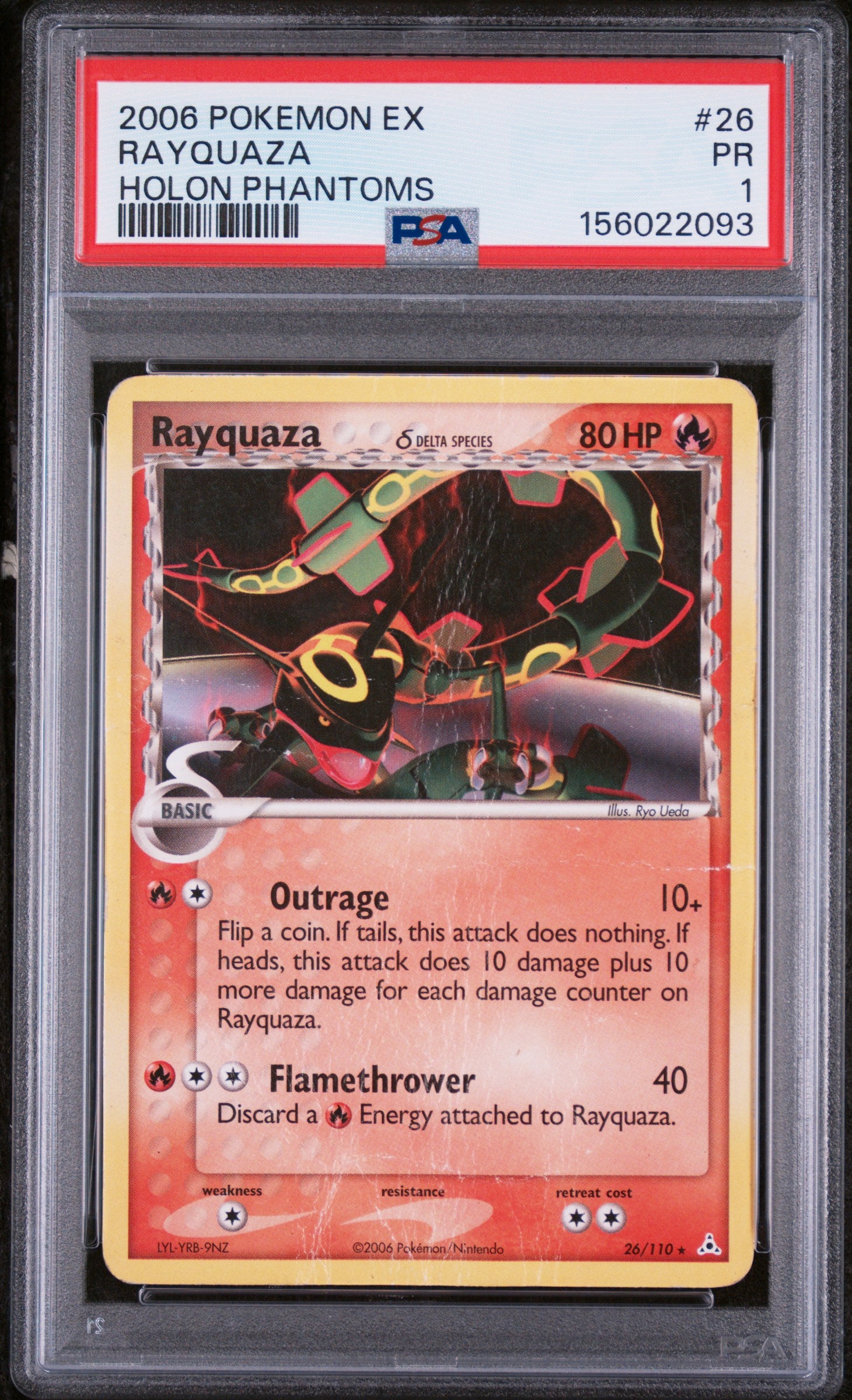 Rayquaza PSA 1 2006 Pokemon Ex Holon Phantoms #26 POP 18