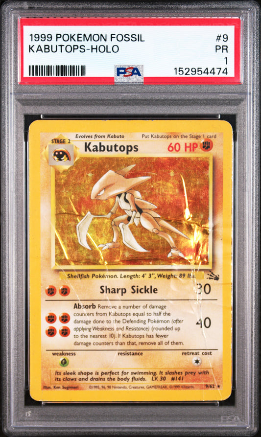 Kabutops Holo PSA 1 1999 Pokemon Fossil #9 LOW POP