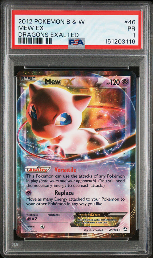 Mew EX PSA 1 2012 Pokemon Black & White Dragons Exalted #46 POP 6