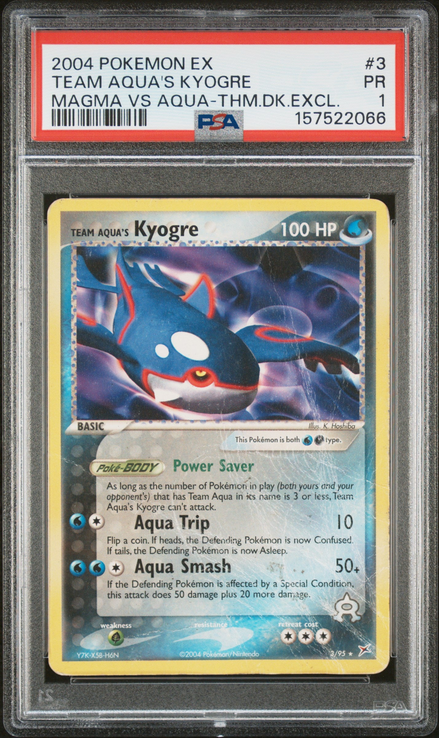 Team Aqua's Kyogre PSA 1 2004 Pokemon ExTeam Magma Vs Team Aqua #3 POP 5
