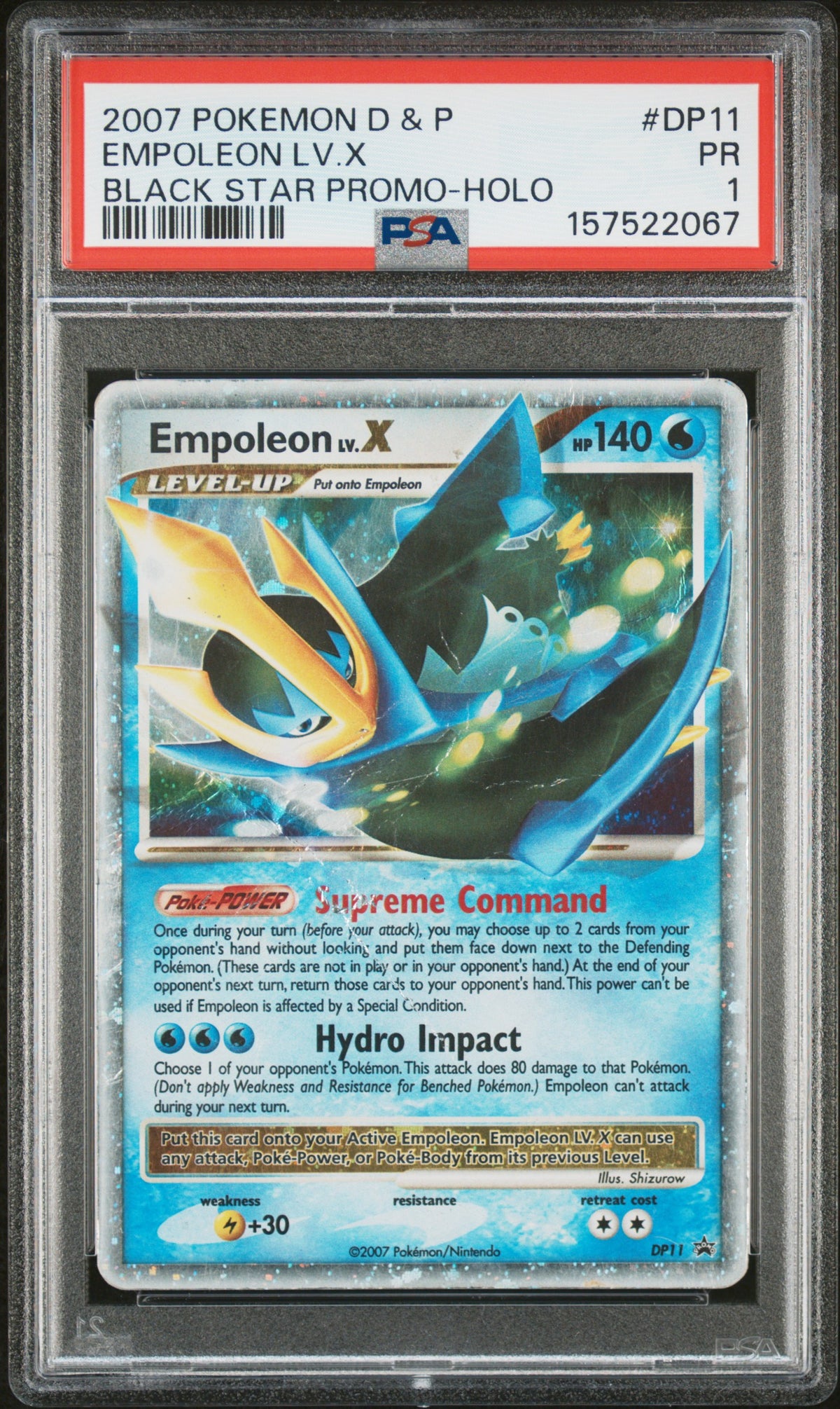 Empoleon Lv X Holo PSA 1 2007 Diamond & Pearl Black Star Promo #DP11 LOW POP