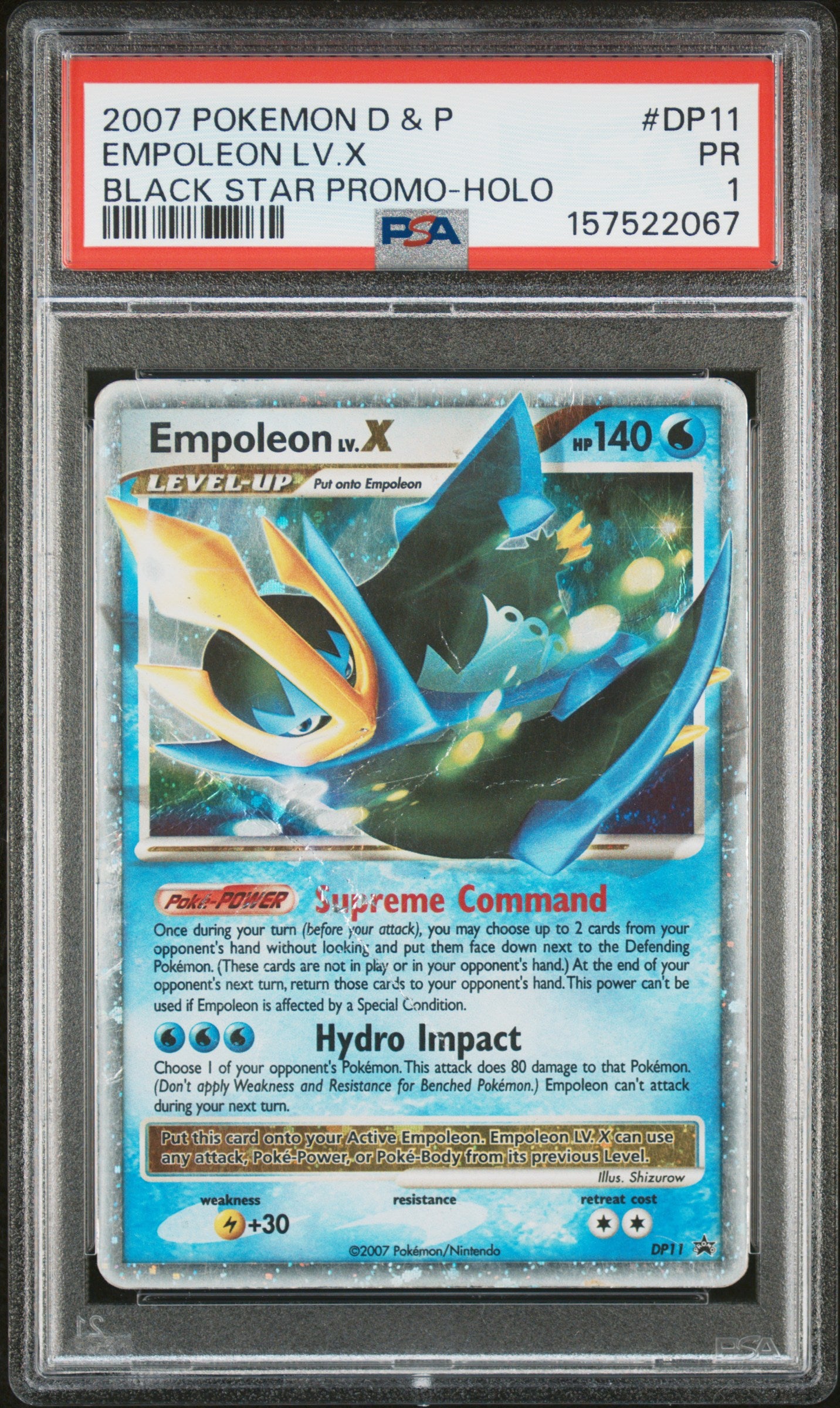 Empoleon Lv X Holo PSA 1 2007 Diamond & Pearl Black Star Promo #DP11 LOW POP
