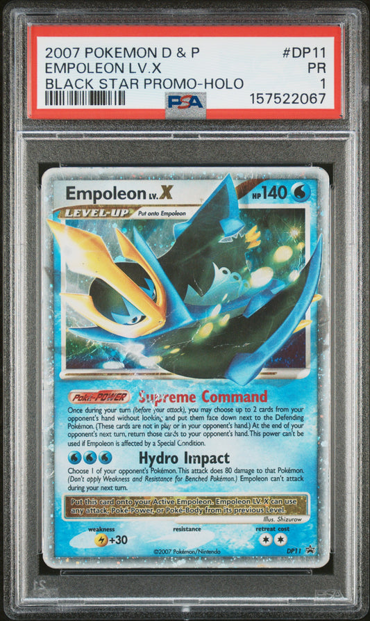 Empoleon Lv X Holo PSA 1 2007 Diamond & Pearl Black Star Promo #DP11 LOW POP