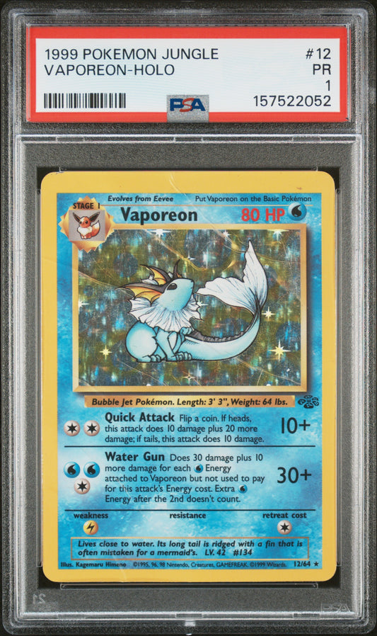 Vaporeon Holo PSA 1 1999 Pokemon Jungle #12