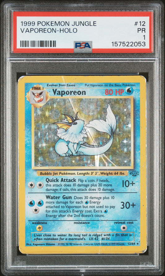 Vaporeon Holo PSA 1 1999 Pokemon Jungle #12
