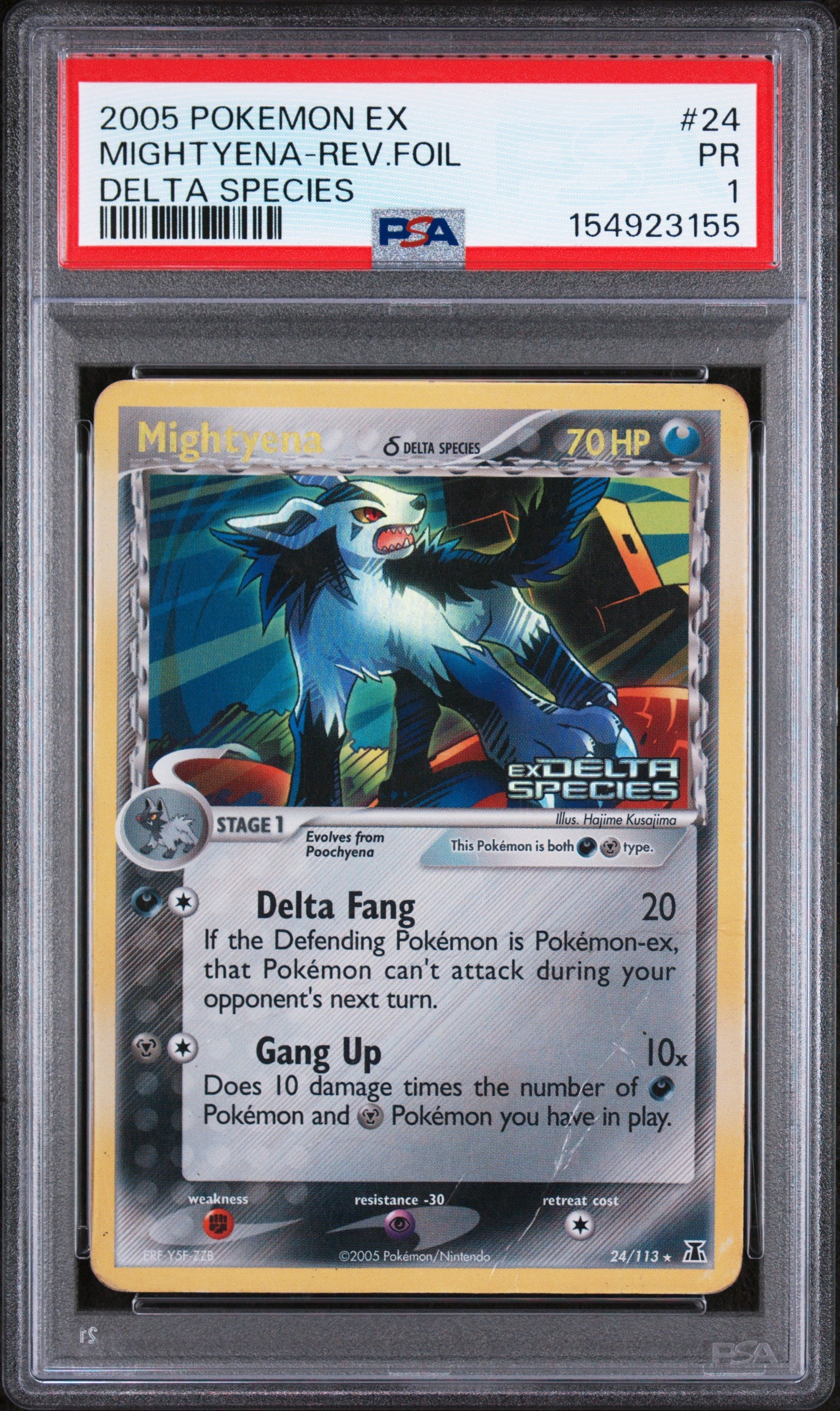 Mightyena Rev Foil PSA 1 2005 Pokemon Ex Delta Species #24 POP 3