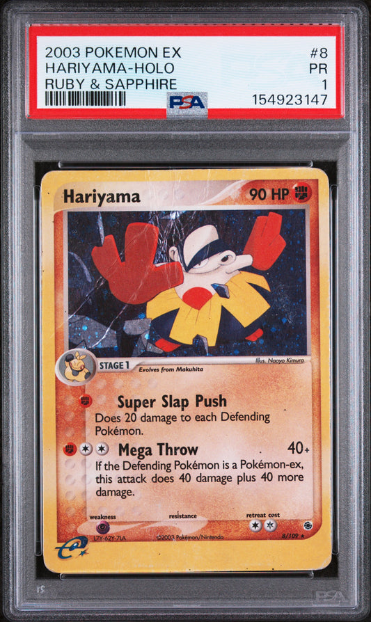 Hariyama Holo PSA 1 2003 Pokemon EX Ruby & Sapphire #8 POP 1