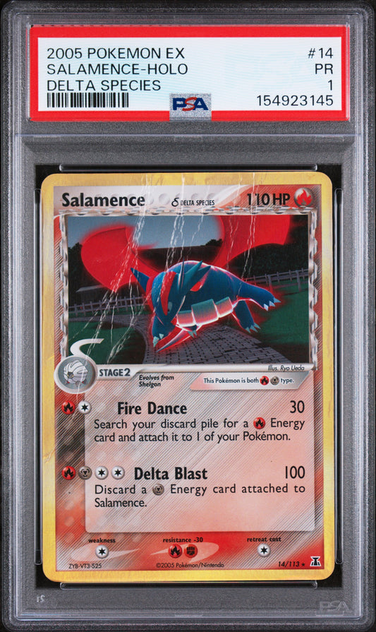 Salamence Holo PSA 1 2005 Pokemon Ex Delta Species #14 LOW POP