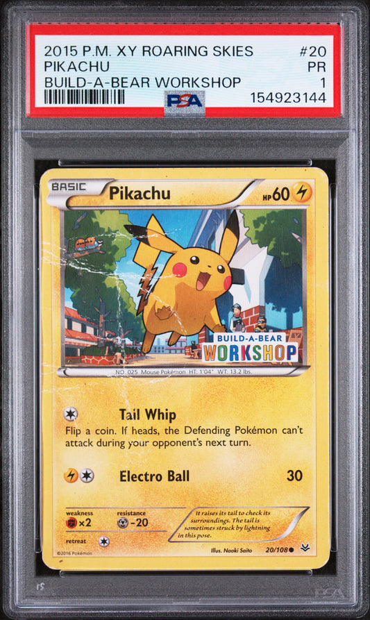Pikachu Build A Bear Workshop PSA 1 2015 Pokemon Xy Roaring Skies #20 POP 11