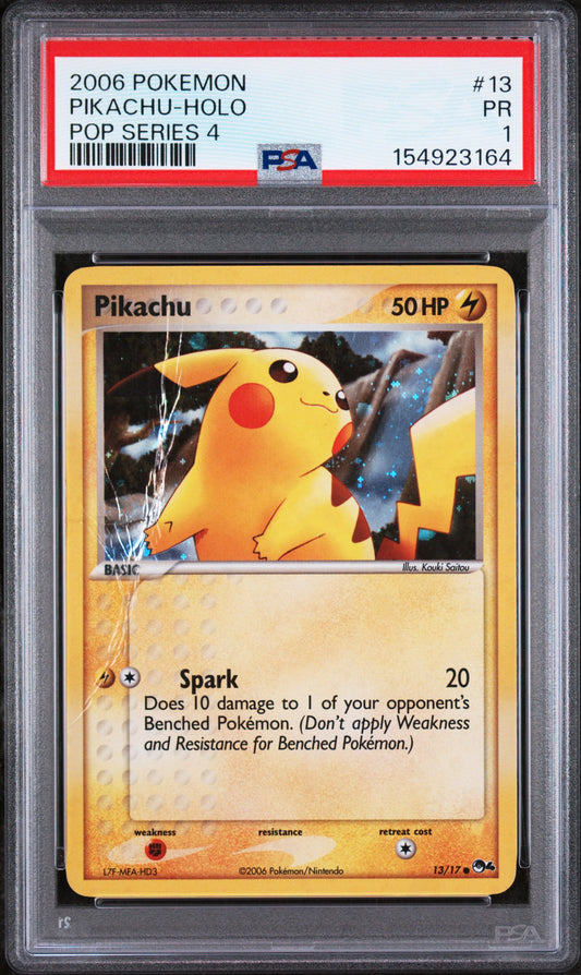 Pikachu Holo PSA 1 2006 Pokemon Pop Series 4 #13 LOW POP