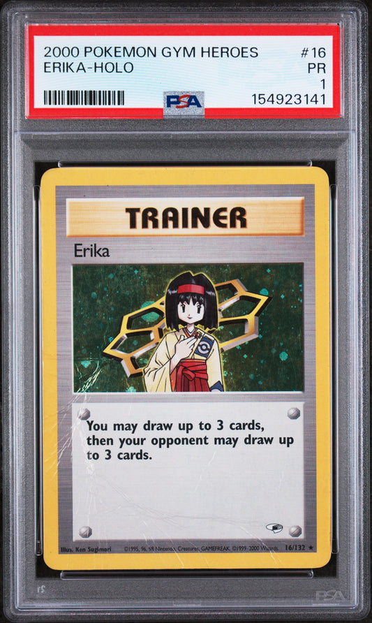 Erika Holo PSA 1 2000 Pokemon Gym Heroes #16 POP 8