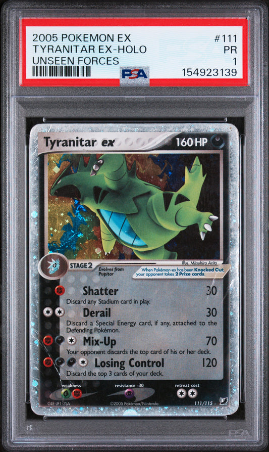 Tyranitar ex Holo PSA 1 2005 Pokemon Ex Unseen Forces #111