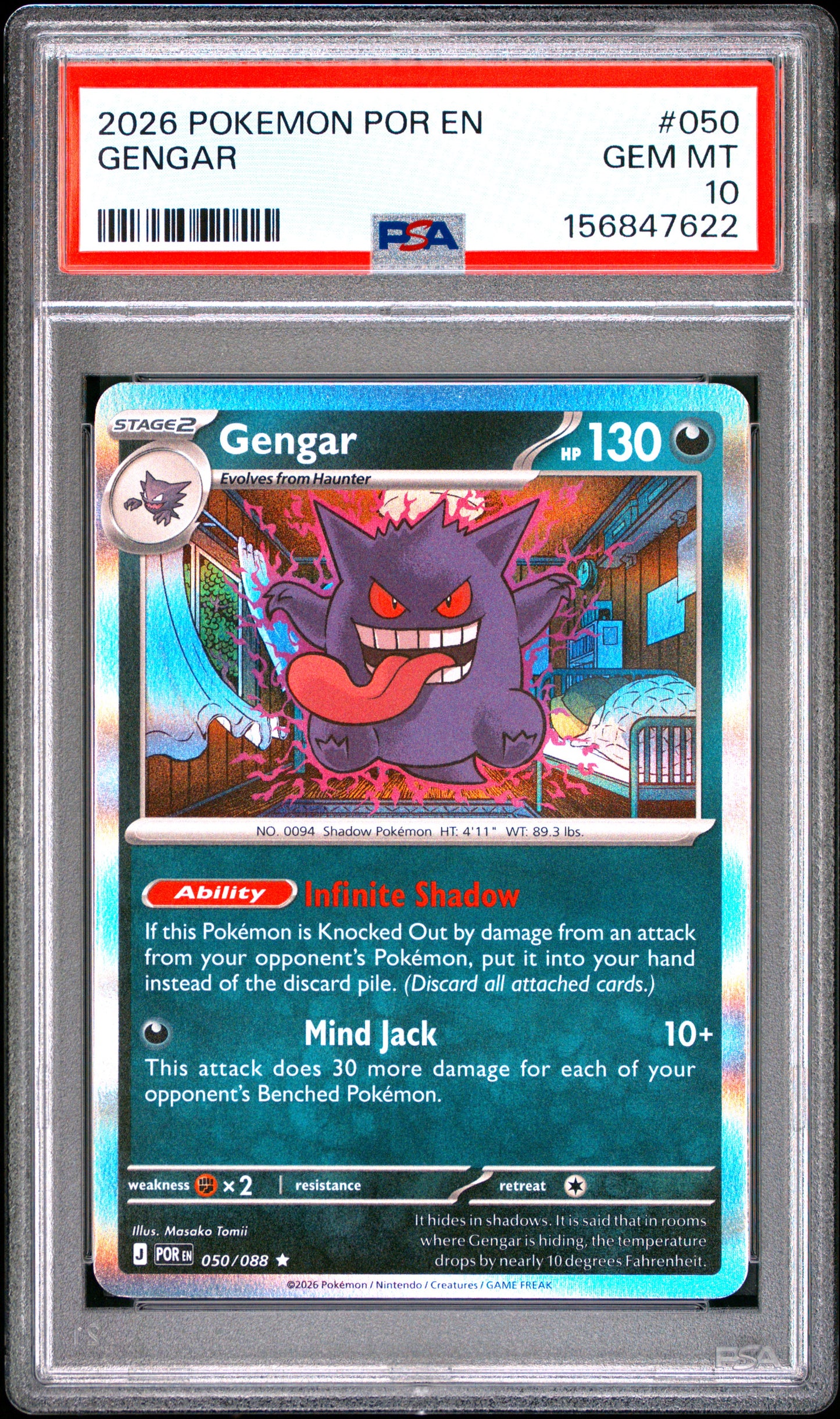 Gengar Holo PSA 10 2026 Pokemon Perfect Order #050 LOW POP