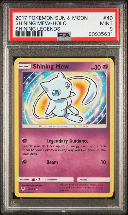 Shining Mew Holo PSA 9 2017 Pokemon Sun & Moon Shining Legends #40