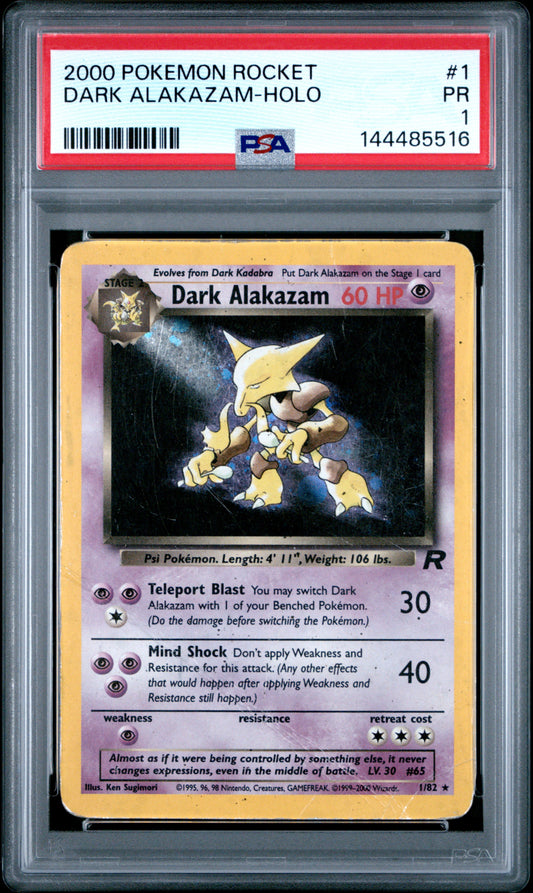 Dark Alakazam Holo PSA 1 2000 Pokemon Team Rocket #1 LOW POP