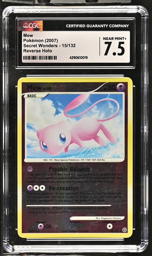Mew Reverse Holo CGC 7.5 2007 Secret Wonders #15/132