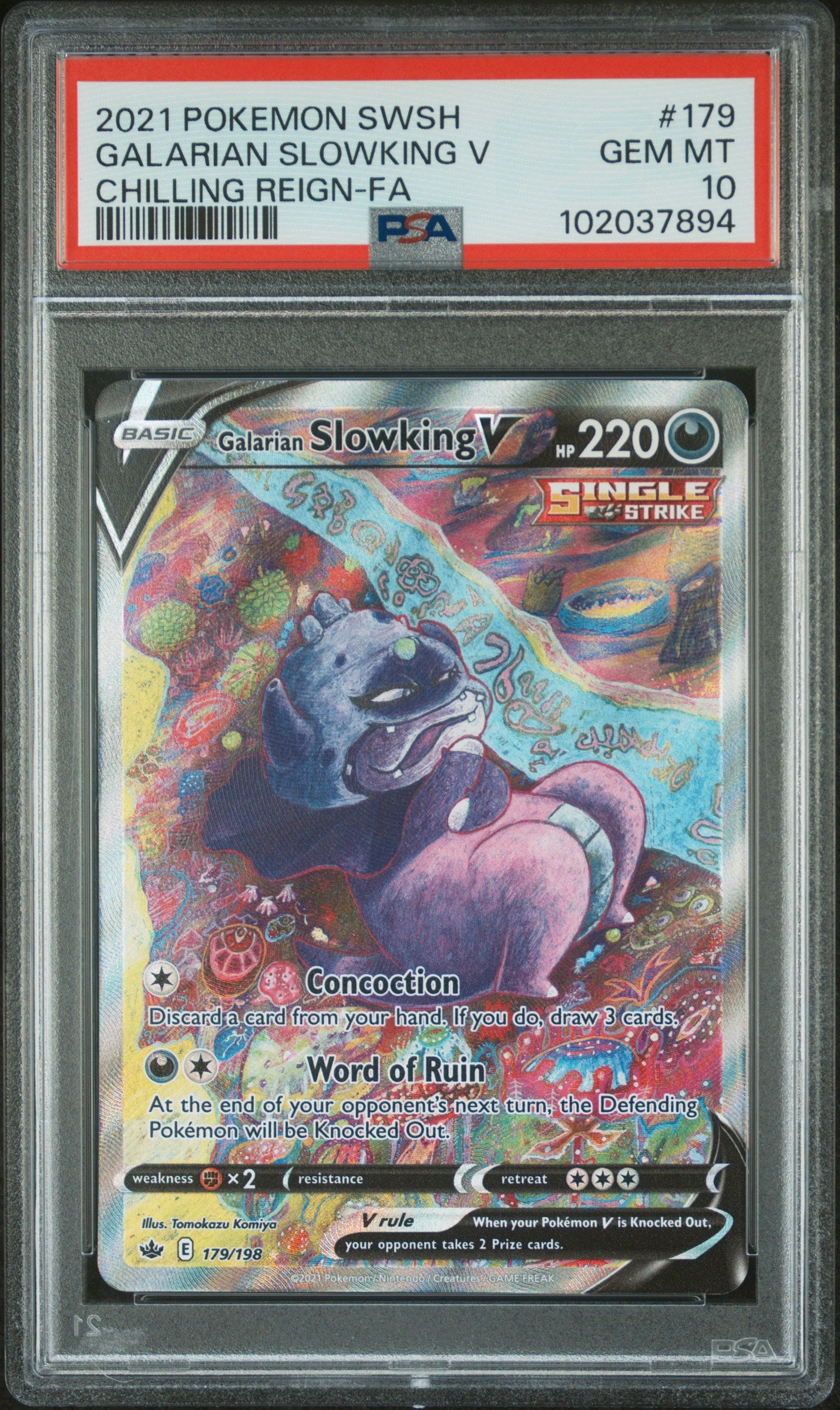 Galarian Slowking V PSA 10 2021 Pokemon Sword & Shield Chilling Reign #179