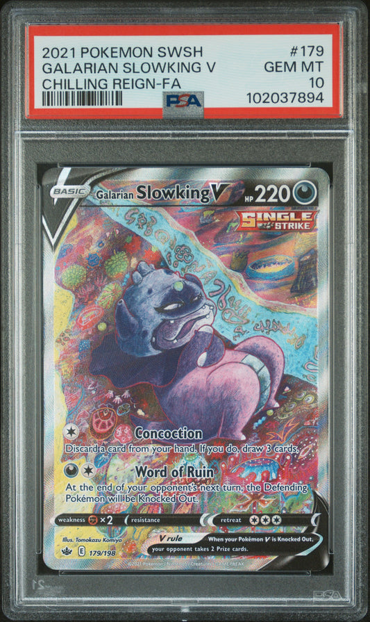 Galarian Slowking V PSA 10 2021 Pokemon Sword & Shield Chilling Reign #179