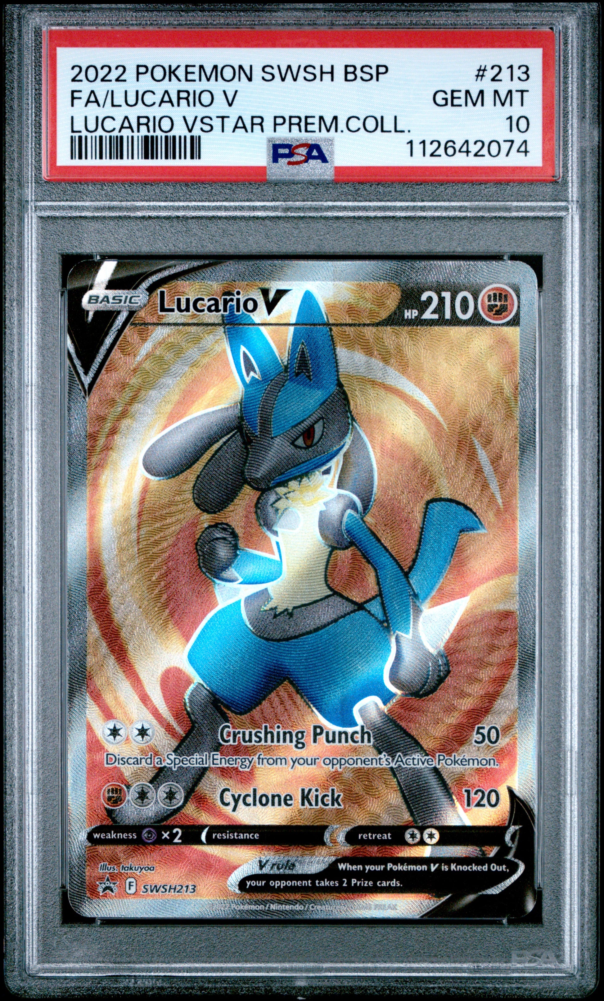 Lucario V PSA 10 2022 Pokemon SWSH Black Star Promo #213