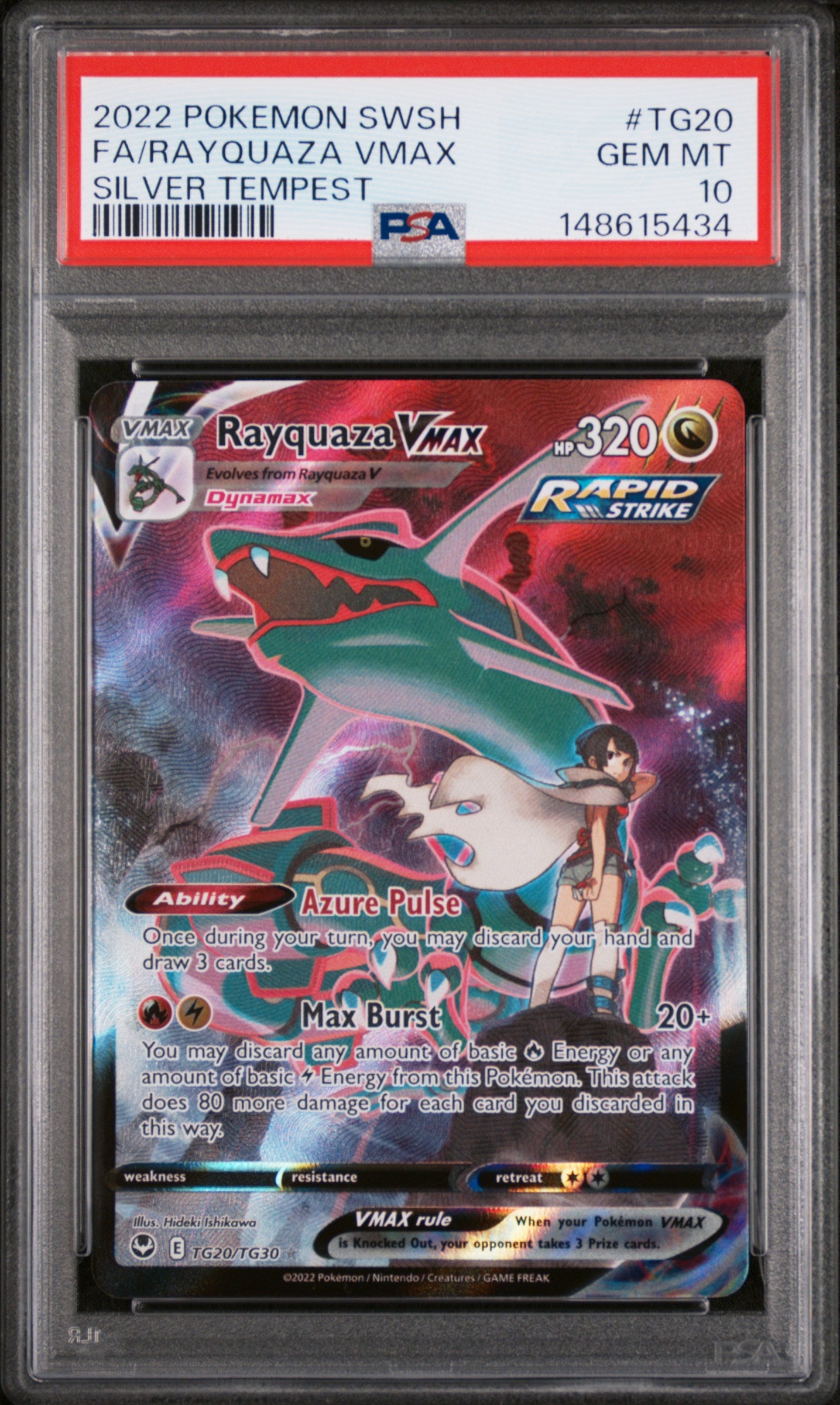 Rayquaza VMAX PSA 10 2022 Pokemon Sword & Shield Silver Tempest #TG20
