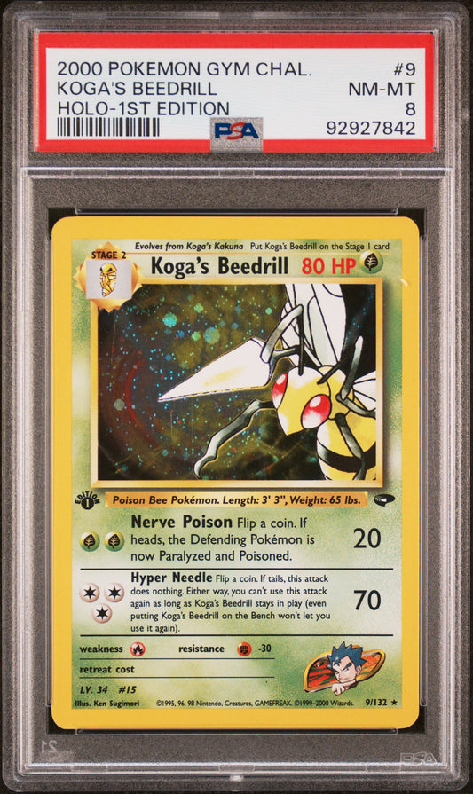Koga's Beedrill Holo 1st Edition PSA 8 2000 Pokemon Gym Challenge #9