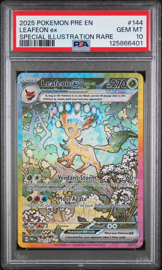 Leafeon ex PSA 10 2025 Pokemon Pre En-Prismatic Evolutions #144